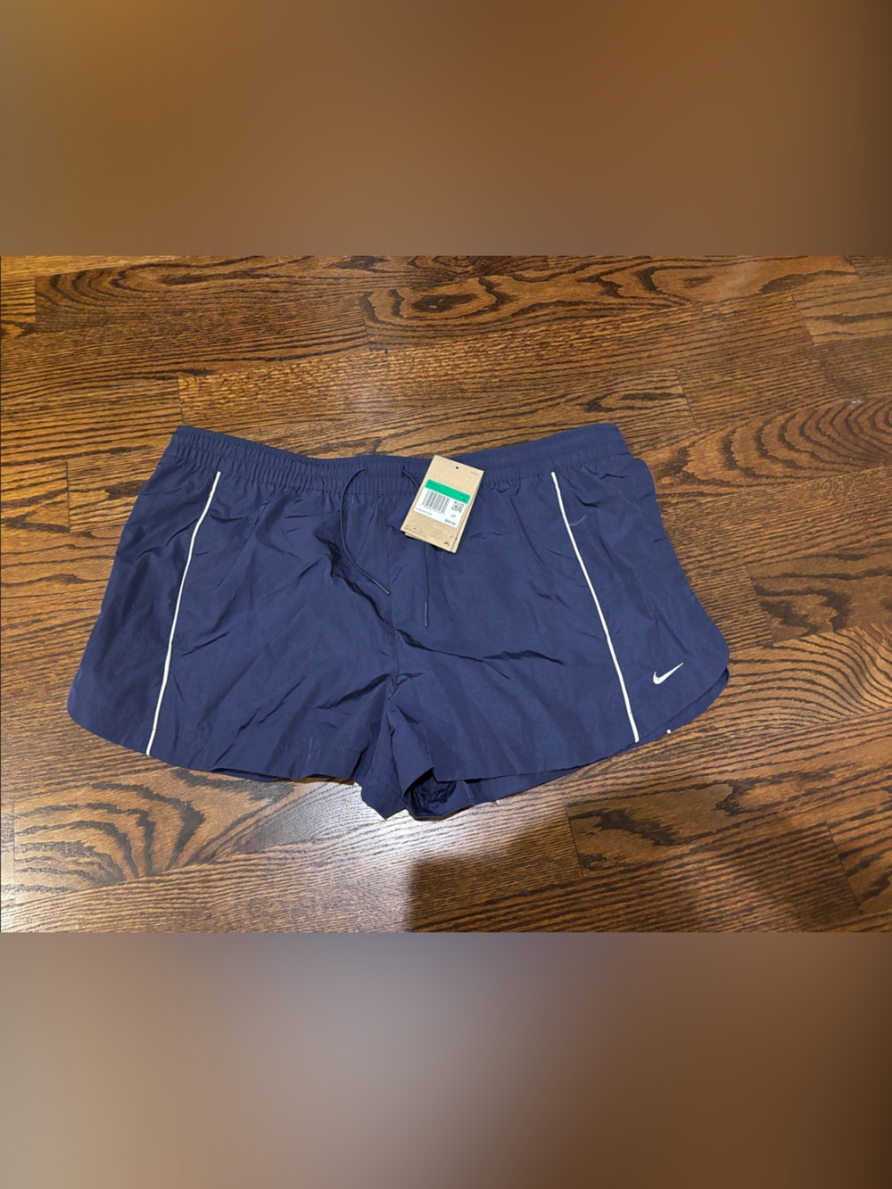 Nike Men's Navy Athletic Shorts with White Piping